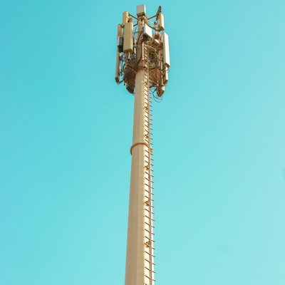 15M Hot Dip Galvanized Monopole Tower Internal Climber for Downtown Commercial District