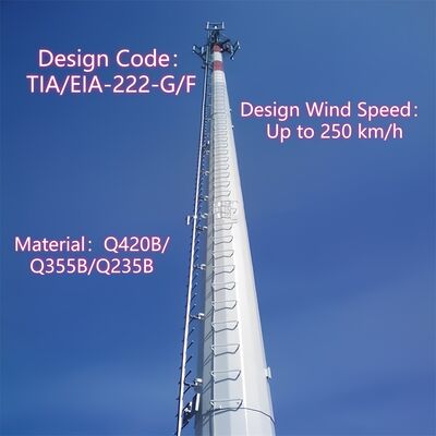 15 20 30 45 50M Monopole Telecom Tower Hot Dip Galvanized 5G Wifi Base Station Antenna