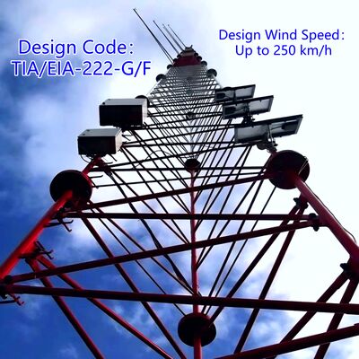 10 20 30 40 50 65m 3 Leg Guyed Wire Weather Resistant Galvanized Steel 4G 5G Microwave Wifi Telecom Transmission Tower