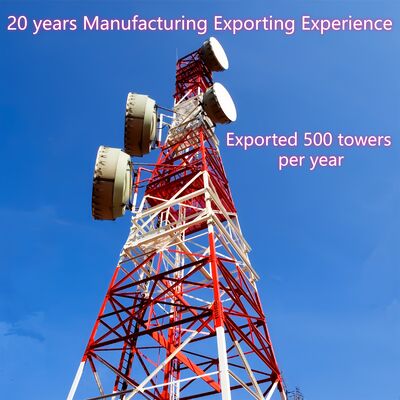 Τετράποδος Γωνιακός Ατσάλινος Πύργος σχεδιασμένος για να πληροί τα πρότυπα ANSI TIA και EN, προσφέροντας υποστήριξη για έργα τηλεπικοινωνιών και υποδομών ενέργειας