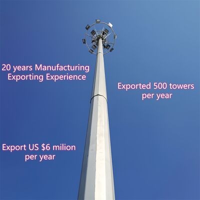 Οικοδόμηση τηλεπικοινωνιών Monopole Tower που αποτελείται από χάλυβα υψηλής αντοχής σε εφελκυσμό και χάλυβα ήπιας ποιότητας που πληροί τα πρότυπα GB T και EN 10025