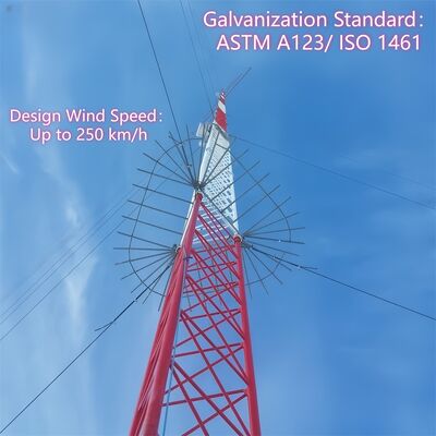 15m-50m Marine Grade Anti-Corosion Guyed Wire Tower for Inland Waterway Port Possel Communication