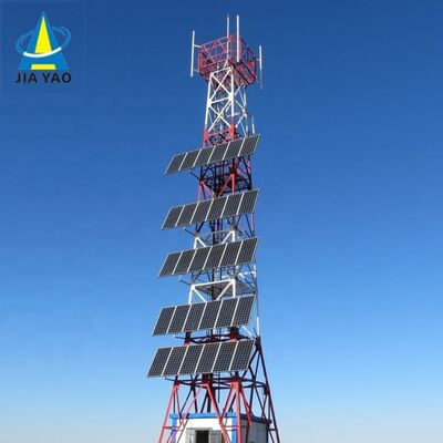 Off Grid Solar Panel Antenna Tower Galvanized Steel 15 25 35M 5G 4G Wifi Remote Area Telecom Tower