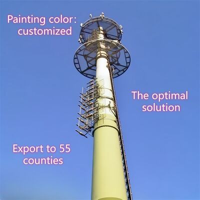 16 24 32M Monopole Communication Steel Tower Ανθεκτικό στον άνεμο για αστικό σταθμό βάσης 5G