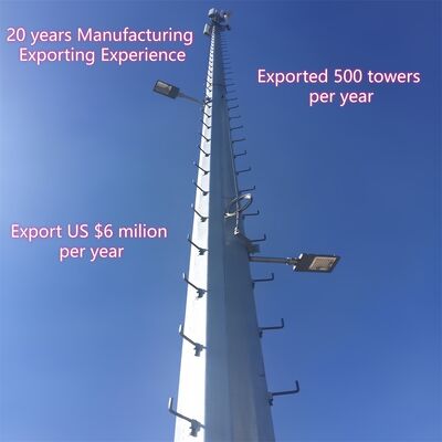 16 24 32M Monopole Communication Steel Tower Ανθεκτικό στον άνεμο για αστικό σταθμό βάσης 5G