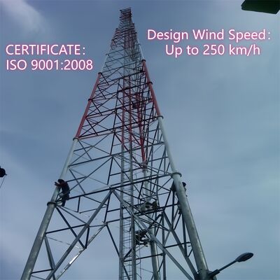 Ανθεκτικό 3 πόδια σωληνωτό ατσάλι Tower γαλβανισμένος αυτοστηριζόμενος ιστός τηλεπικοινωνιών για εφαρμογές μικροκυμάτων 5G 4G εξωτερικού χώρου