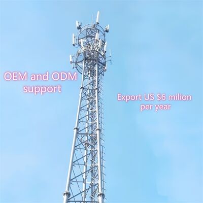 Ανθεκτικό 3 πόδια σωληνωτό ατσάλι Tower γαλβανισμένος αυτοστηριζόμενος ιστός τηλεπικοινωνιών για εφαρμογές μικροκυμάτων 5G 4G εξωτερικού χώρου