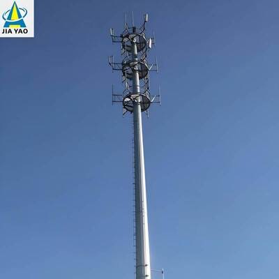 27M Monopole Modular Telecom Tower Υψηλής αντίστασης ανέμου Σχεδιασμένη αστική πυκνή περιοχή κάλυψης 5G Κατασκευή από γαλβανισμένο χάλυβα εν θερμώ
