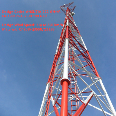 Κομψή σχεδίαση 48M Powder Coated 3 Tube Telecom Tower για επιχειρηματική περιοχή