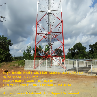 Κομψή σχεδίαση 48M Powder Coated 3 Tube Telecom Tower για επιχειρηματική περιοχή