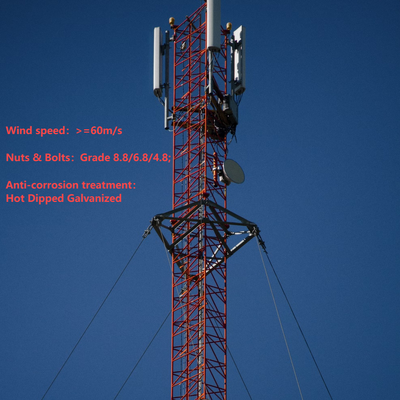42 45M Q355 Steel Guyed Antenna Tower Γρήγορη ανάπτυξη για Remote Mine Telecom