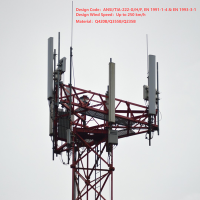 48m 60m 70m 77 μέτρα Compact Footprint 3 Tube Telecom Tower For Urban Pedestrian Street 5G